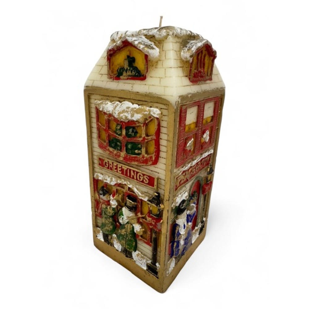 Square Pillar Candle Noel Peace Joy Greeting Christmas Decor UNLIT Beacon Hill‎